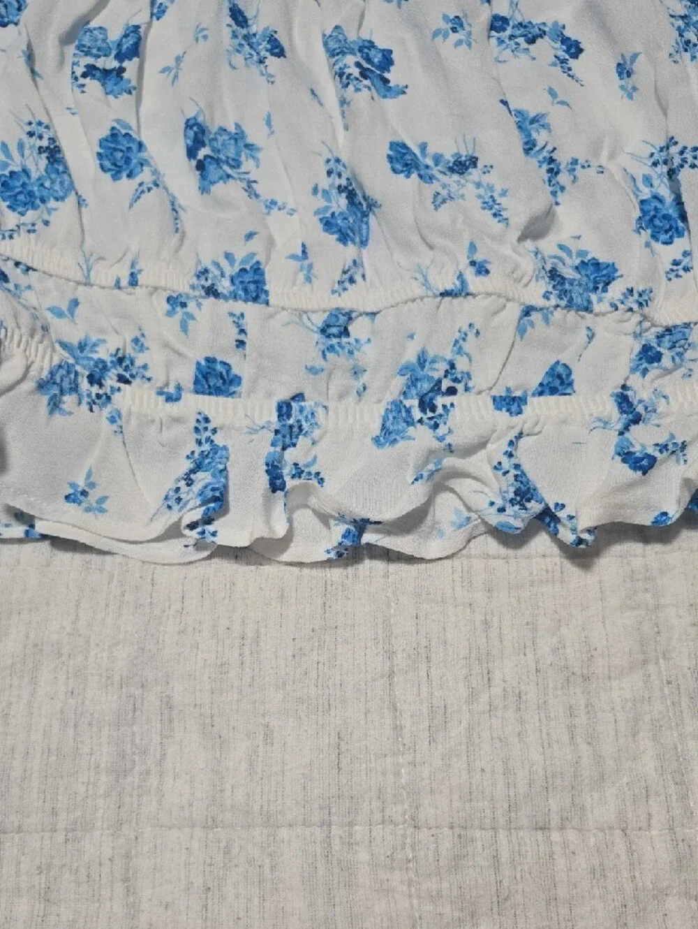 Zara White Blouse with Blue Floral Print